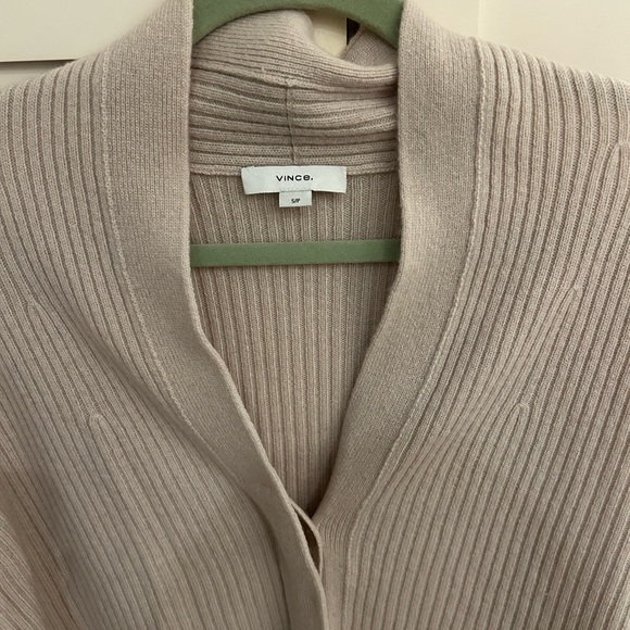 Vince Women's Beige Ribbed Cardigan, size small. Wool/cashmere blend. Worn once - Picture 2 of 3